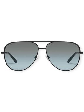 QUAY High Key Sunglasses Black Frame Grey Light Turquoise Fade Lens Extra Large